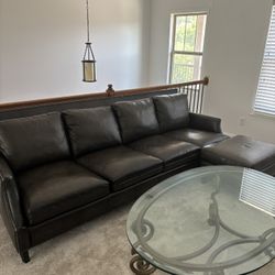 Bernard Leather Green Four seat Sofa 