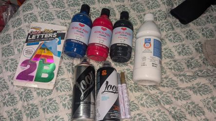 Mixed Art Supplies Lot – Paint, Spray Cans & More