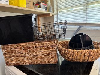Wicker and Wire Storage Baskets Set