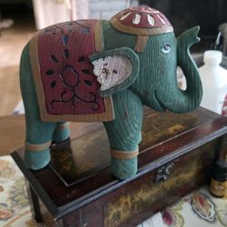 Wooden Carved Elephant Sculpture 