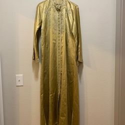 Moroccan Kaftan Gold And Gold Embroidered Maxi Dress Caftan