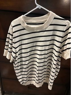 Cream and black striped sweater