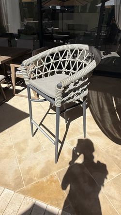 Outdoor Woven Rope Bar Stool with Cushion