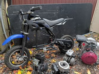 Razor MX650 dirt bike mini. All the parts on the bike and frame tires rims disc brakes everything works as it should no issues whatsoever