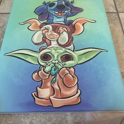 Self Painted Baby Yoda, Gremlin And Stitch