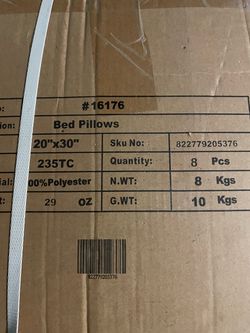 Bed Pillows 20x30 Bulk Case of 8