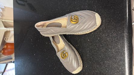 GG Fashion shoes (Gucci Marmont Leather Espadrilles)