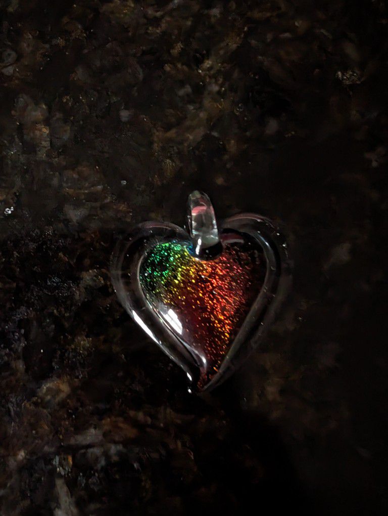 Rainbow Heart Glass Necklace Pendant ❤️💚💛