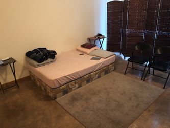 Bedbox with Rug, 4 chairs and 2 tables