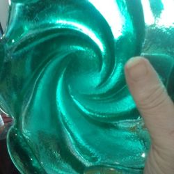 Thick Green Blown Glass Tray