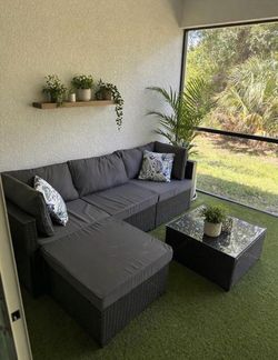NEW in Box 85” x 55” Large L Sectional Sofa Wicker Set Patio NEW