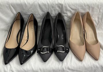 lot 3 pairs women’s mid-heel pumps: 2 Nine West + Marc Fisher 7 M