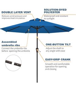 Outdoor Patio Umbrella with Crank and Tilt