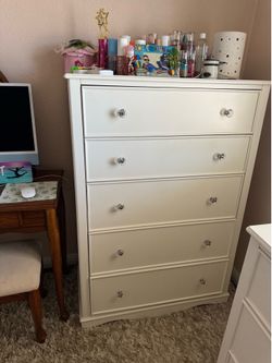 White wooden tall dresser
