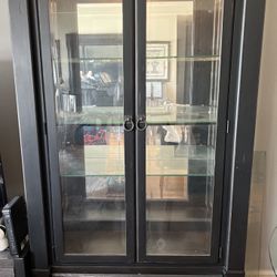 2 display cabinet with glass doors and shelves 