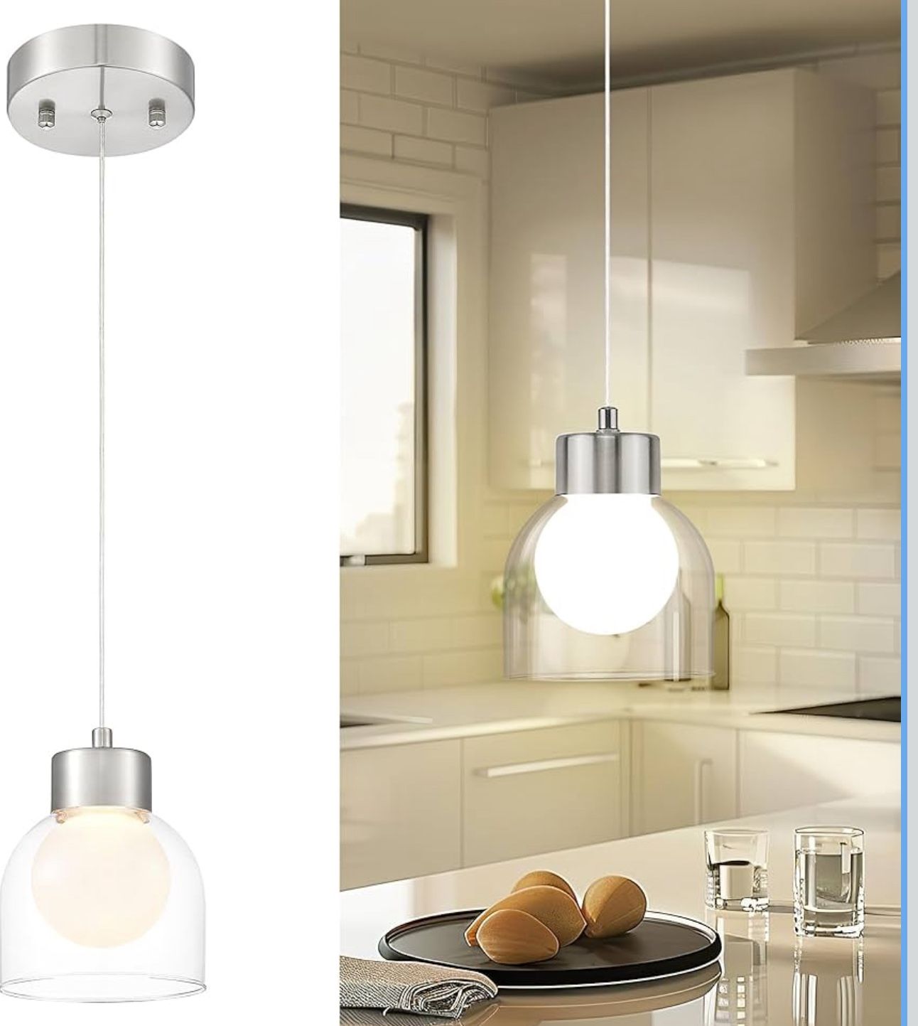 Brushed Nickel LED Pendant Light Fixture