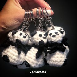 JCroWorld. Keychain Panda. Plush crochet bear.