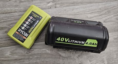 Ryobi 40V Lithium Battery and Charger *NEEDS CORD*