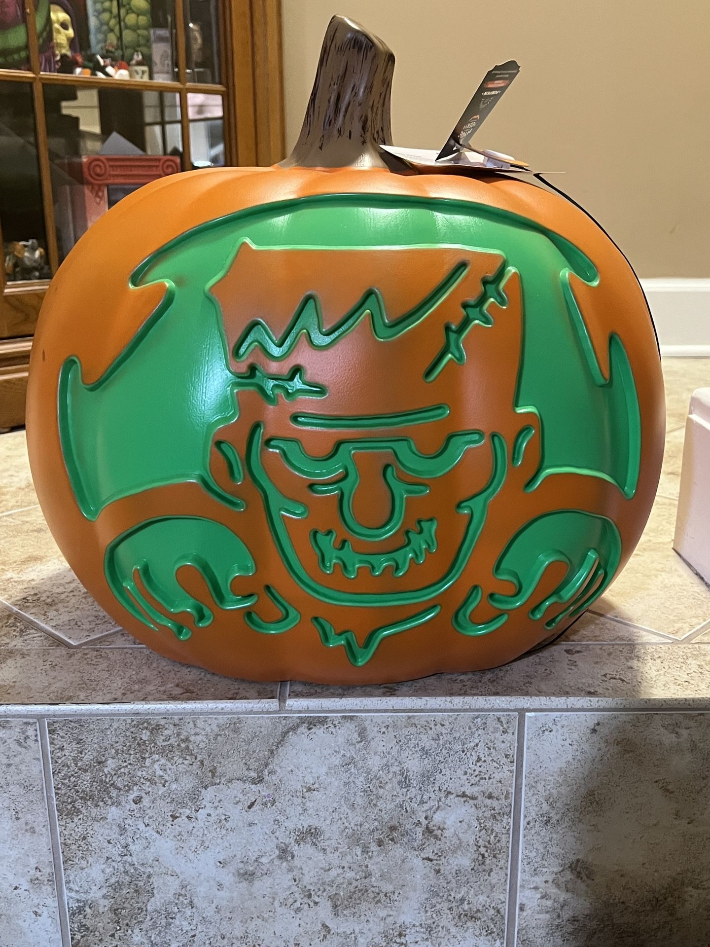 Target Hyde eek Frankenstein Halloween light up Blow Mold Pumpkin 15” w x 16” h