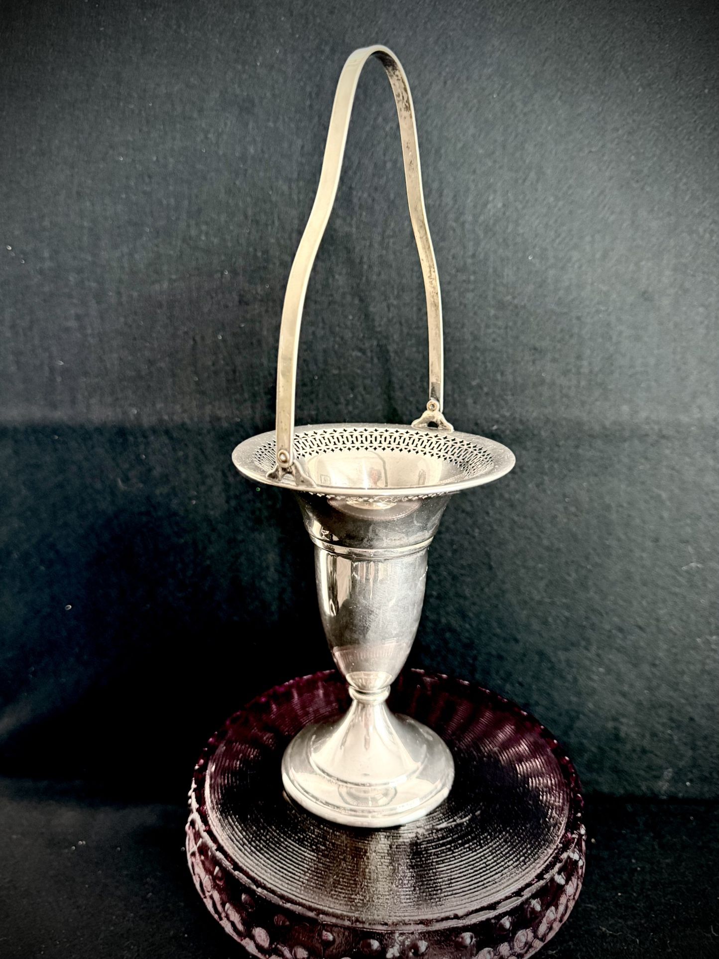Antique Victorian Silverplate Bouquet Holder / Brides Basket