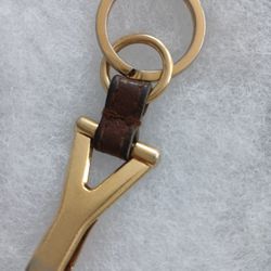 YSL Original Leather & Brass Clip Keyring (Rare)