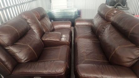 3 piece Leather Couch (powered)