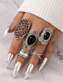 Gorgeous 5pcs Hollow Out Vintage Rings Set 