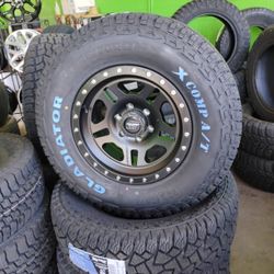 Set De Rines Nuevos PROCOMP 17x8.5 6x139 6x5.5  Con Llantas Nuevas GLADIATOR AT LT 285 70 17