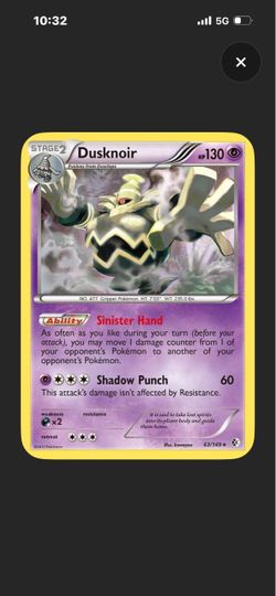 2012 Reverse holo dusknoir Pokemon