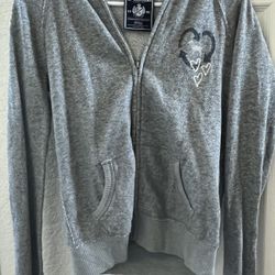 VS Pink Gray Glitter Full Zip Hoodie, Small