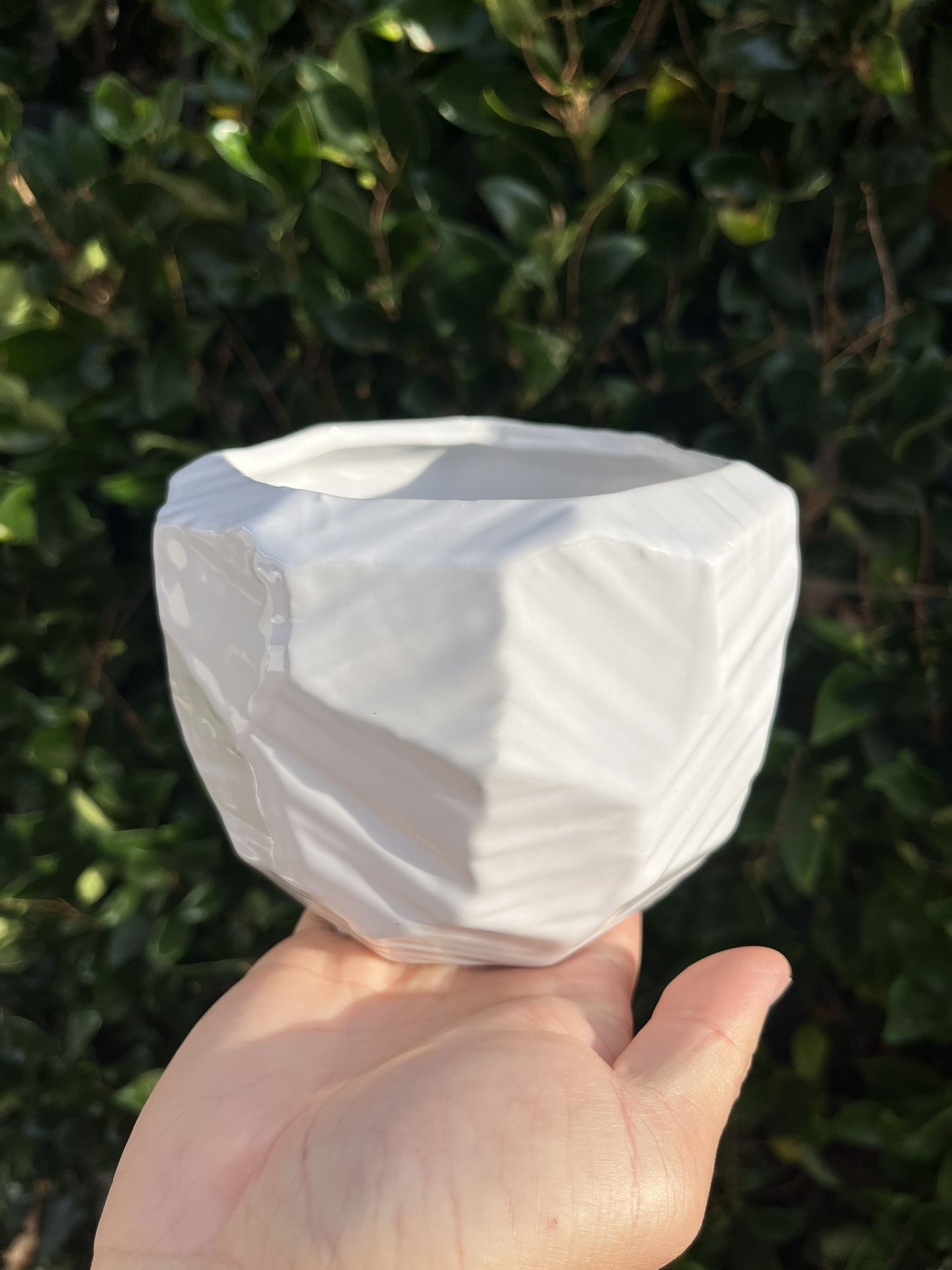 White Ceramic Geometric Vase Flower Pot