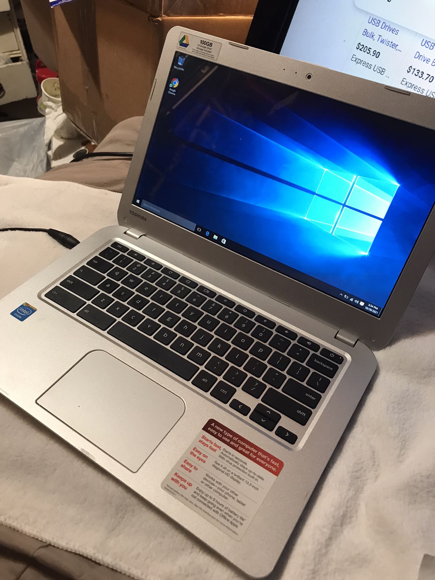 Laptop Toshiba Windows Pro 10 ,fast  16GB SSD 2GB RAM  All In Great  Condition  Battery Perfect Web Cam / Chargers / Hdmi Port 03. Usb /$119 