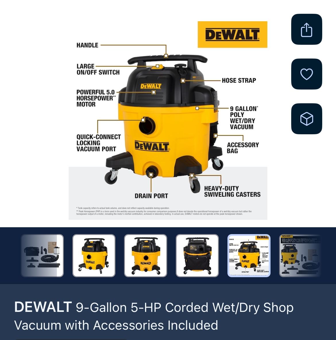 Dewalt 9 Gal Shop Vac