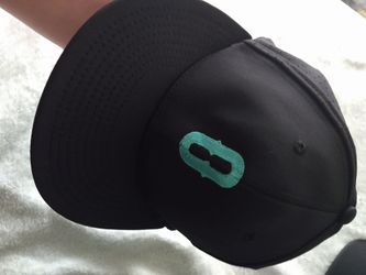 Black Snapback Hat with Teal Logo
