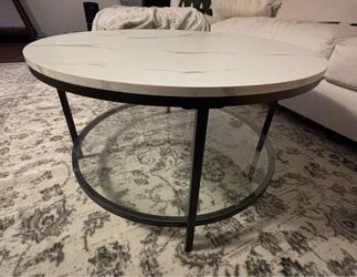 Marble style top/ glass bottom circular coffee table