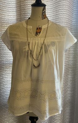 Lucky Brand Top Womens M Body S/S Blouse Cottagecore. Travel Breezy Delicate