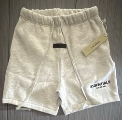Essentials Fear of God Men's Gray Sweat Shorts Drawstring Elastic Waist Logo