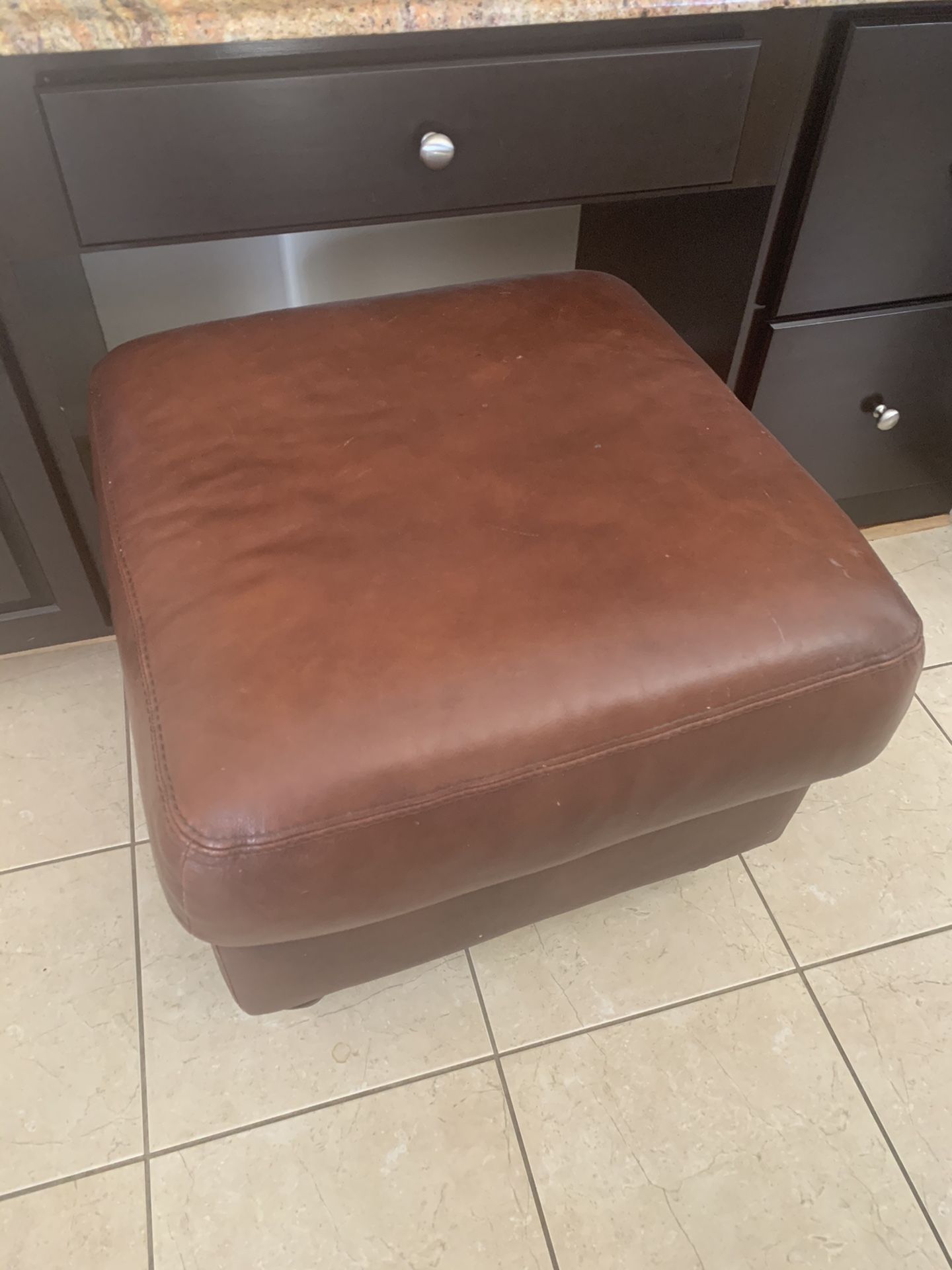 Italian Leather Ottoman