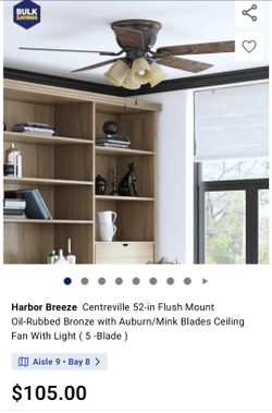 Harbor Breeze Centreville 52-in Flush Mount Oil-Rubbed Bronze with Auburn/Mink Blades Ceiling Fan With Light ( 5 -Blade )