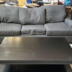 Grey Extendable Sofa + Black Table