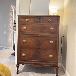 French Regency Louis XVI Style Burl Walnut Highboy Chest of Drawers •FREE DELIVERY•