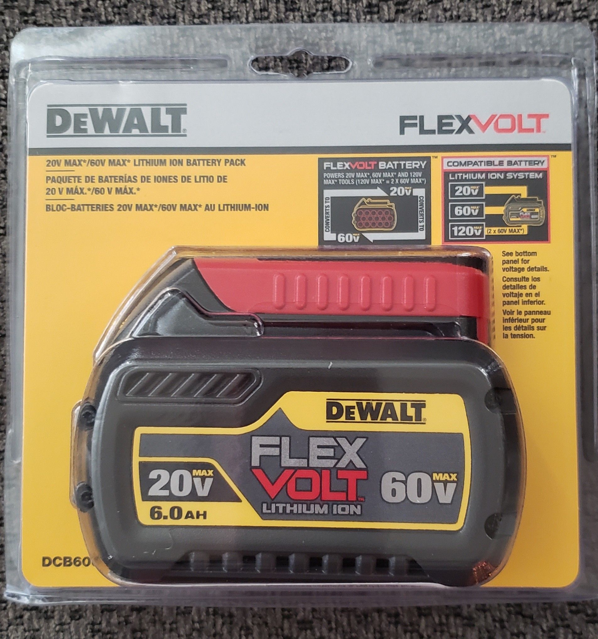 Brand New Sealed DEWALT 20/60V MAX FLEXVOLT 6.0 Ah Battery-$70