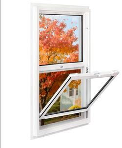 Vinyl Single Hung Sliding Window 24" x 36" White Household Window with Double-Pane Insulated Tempered Glass, White Energy-Efficient Soundproof Window 