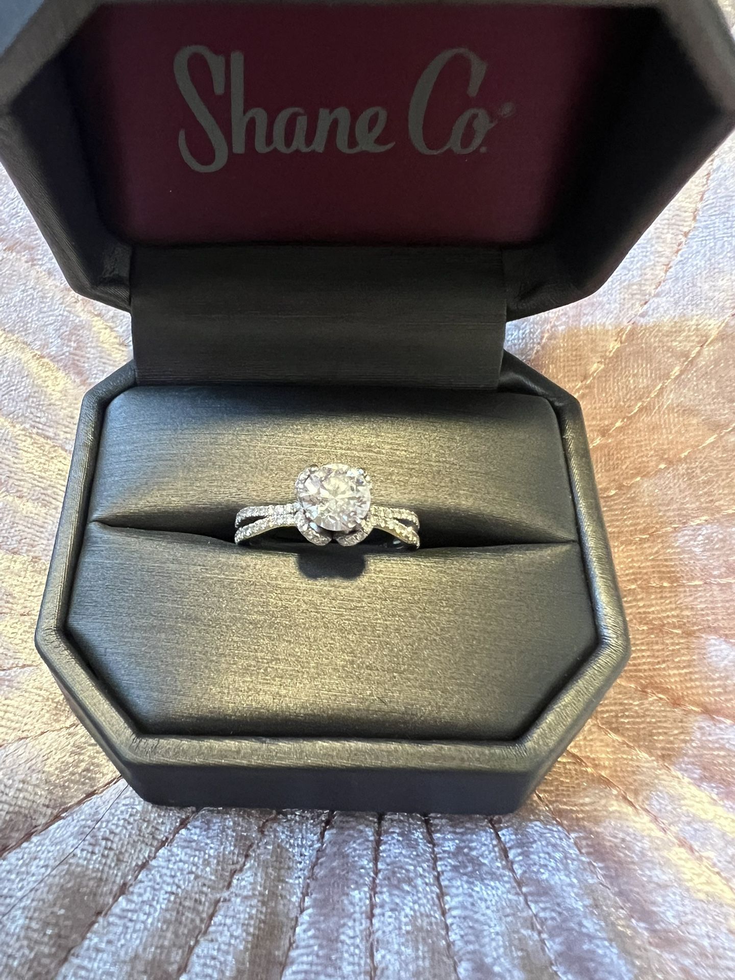 Shane Co- 1.01 Carat White Gold Engagement Ring + 2 White Gold Bands, Retail: $7,060