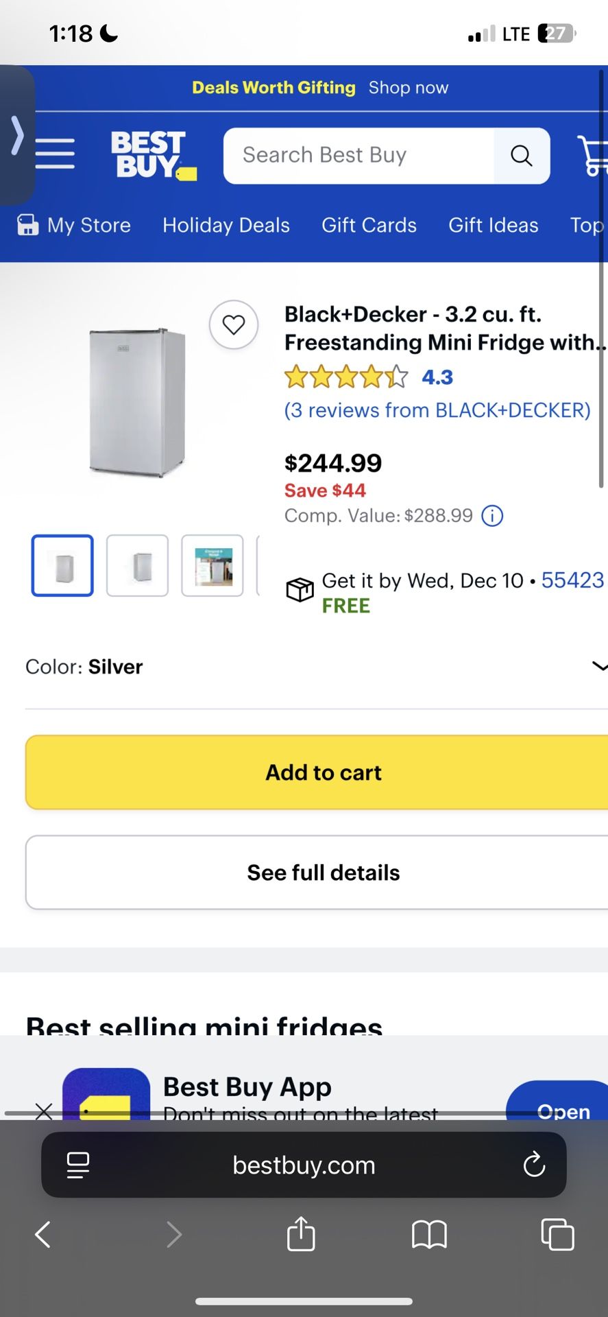 Black And Decker Mini Fridge 