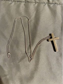 Titanium Cross with Single Small Diamond -24”’Chain