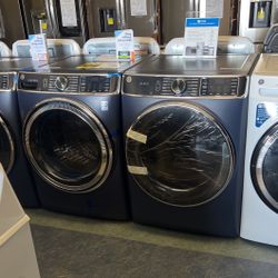 Ge Blue Sapphire 5.0 Cu Ft XL Front Load Washer & Gas Dryer Set 