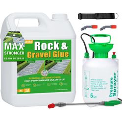 Mulch Glue for Landscaping with Sprayer, 1.3 Gallon Mulch Dye Rock Glue, Ready to Spray Formula, Fast-Drying Mulch Lock Adhesive, Long-Lasting Mulch L