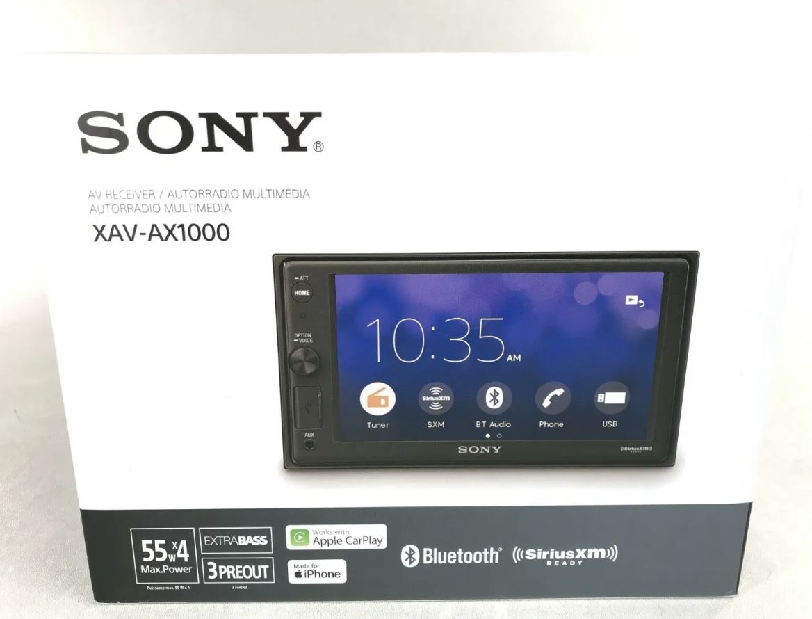 Sony XAVAX1000 Bluetooth Multimedia Apple CarPlay iPhone AM FM XM USB
