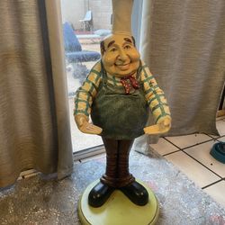 3ft Tall Happy Chef Statue In Perfect Condition 
